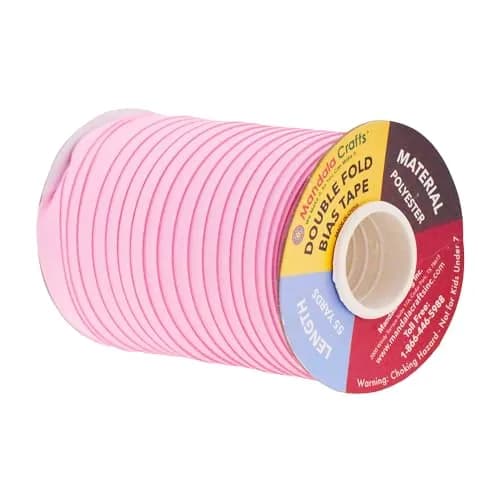 Mandala Crafts Pink Double Fold Bias Tape 13mm (1/2 Inch) 165 Yards | Sewing Trim for Hems & Edging thumbnail 2