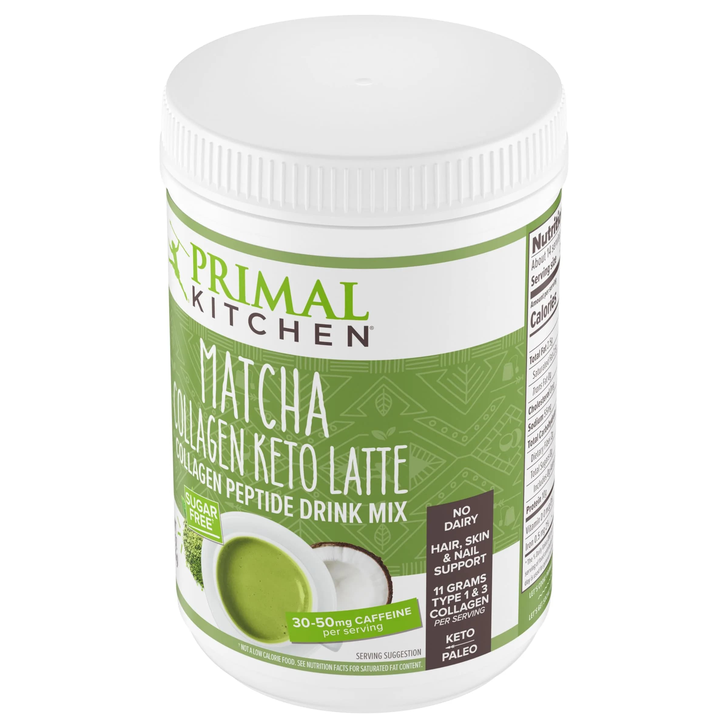 Primal Kitchen Matcha Collagen Keto Latte Powder 265g (9.33 Oz) | Sugar-Free Keto Supplement for Hair, Skin & Nails - view 7