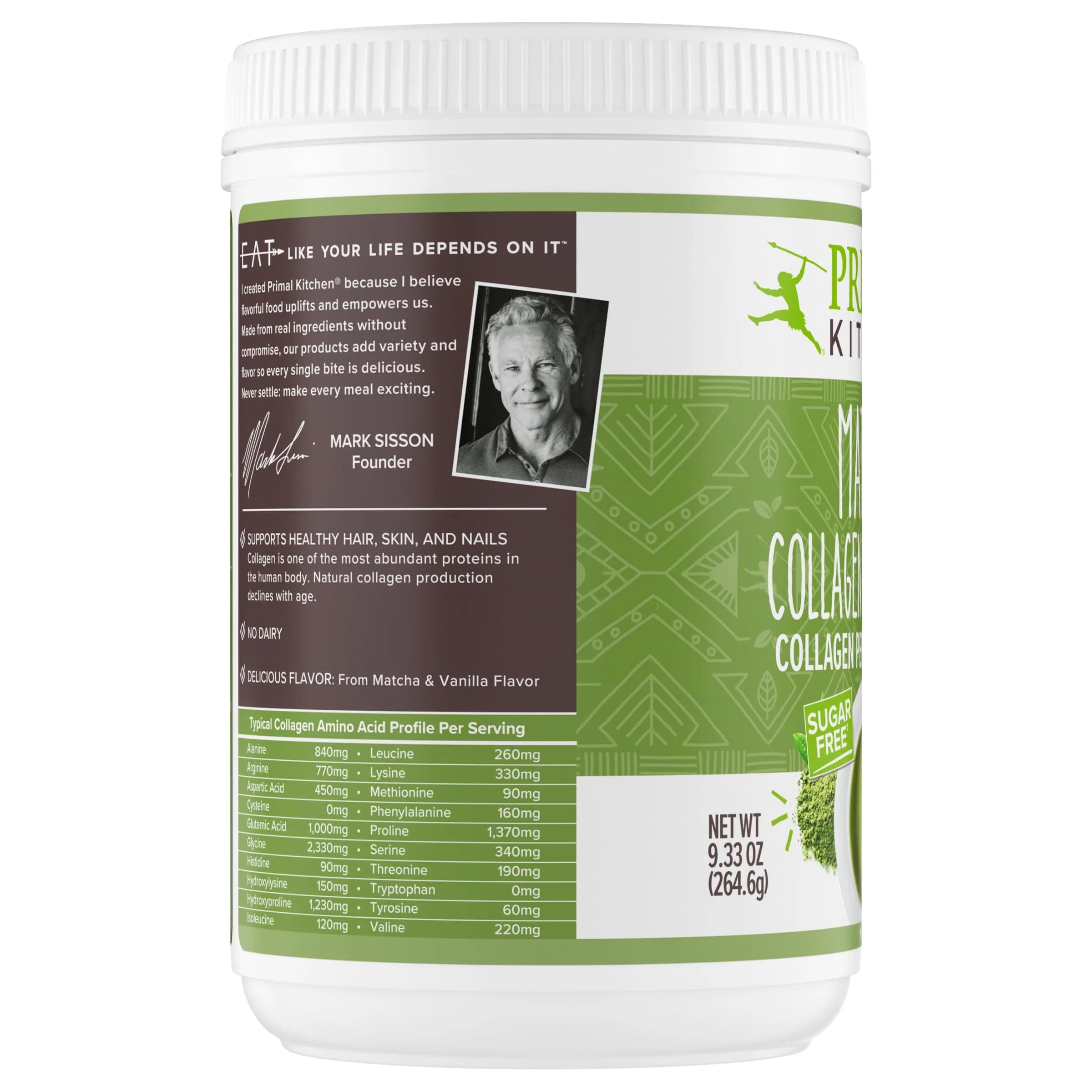 Primal Kitchen Matcha Collagen Keto Latte Powder 265g (9.33 Oz) | Sugar-Free Keto Supplement for Hair, Skin & Nails - view 9