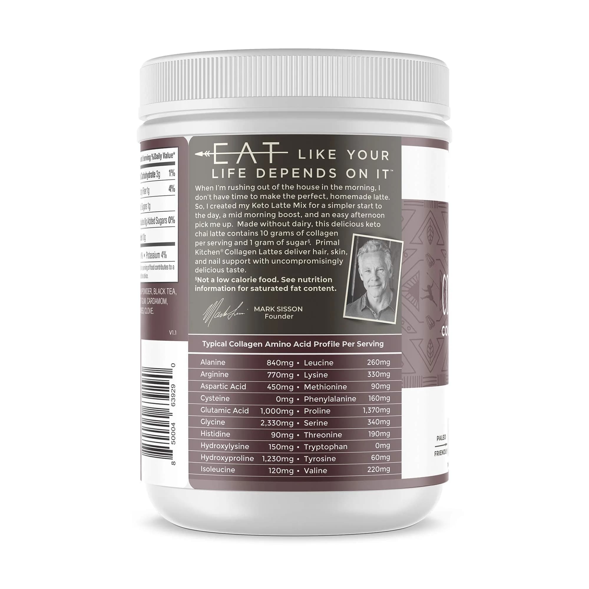 Primal Kitchen Chai Tea Collagen Keto Latte Powder 242 g (8.55 oz) | Keto Certified Drink Mix for Hair, Skin & Nails - view 3