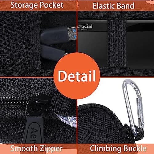 Aenllosi Hard Carrying Case for Crucial X8 SSD 1TB/2TB/4TB/500GB | Shock & Waterproof Protection (120 chars) thumbnail 2