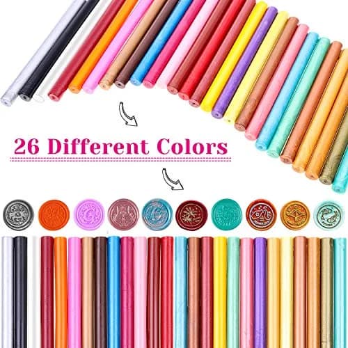 PAXCOO Wax Seal Sticks for Crafts & Letters, 26 Colors | Flame-Free, Quick Drying (70-120 chars) thumbnail 2