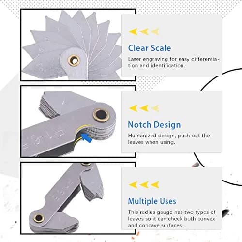 Glarks Radius Gauge Set R0.3-25mm (4-Pack) | Precision Measuring Tool for Machinists thumbnail 5