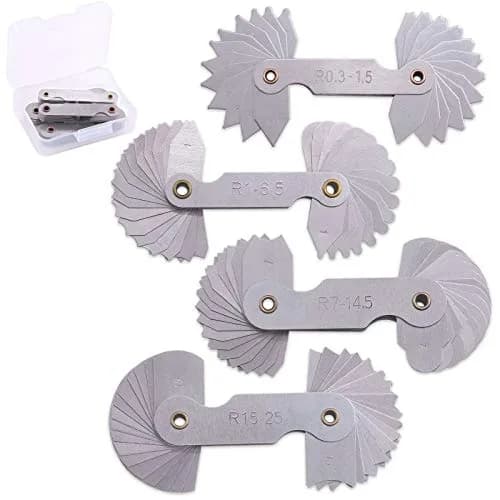 Glarks Radius Gauge Set R0.3-25mm (4-Pack) | Precision Measuring Tool for Machinists thumbnail 1