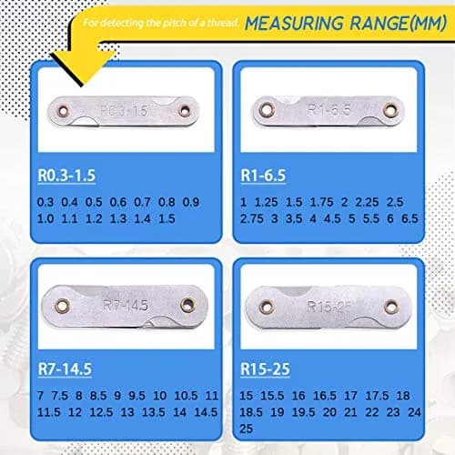 Glarks Radius Gauge Set R0.3-25mm (4-Pack) | Precision Measuring Tool for Machinists thumbnail 7