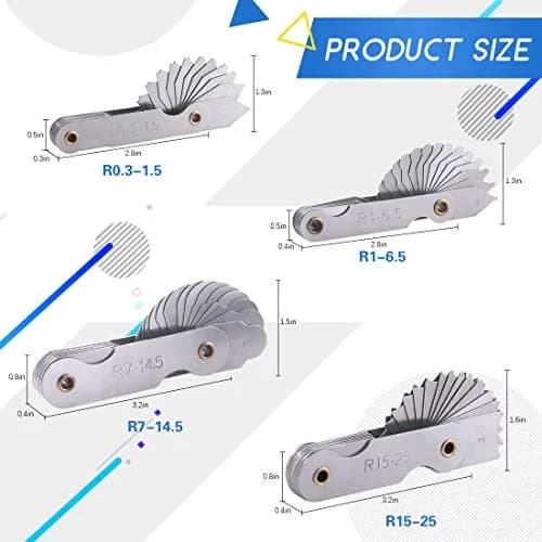 Glarks Radius Gauge Set R0.3-25mm (4-Pack) | Precision Measuring Tool for Machinists thumbnail 2