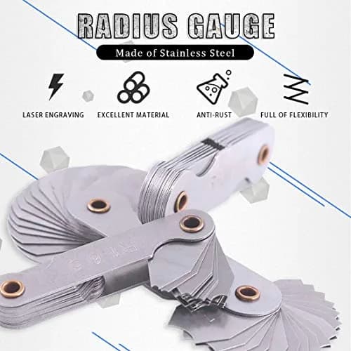 Glarks Radius Gauge Set R0.3-25mm (4-Pack) | Precision Measuring Tool for Machinists thumbnail 3