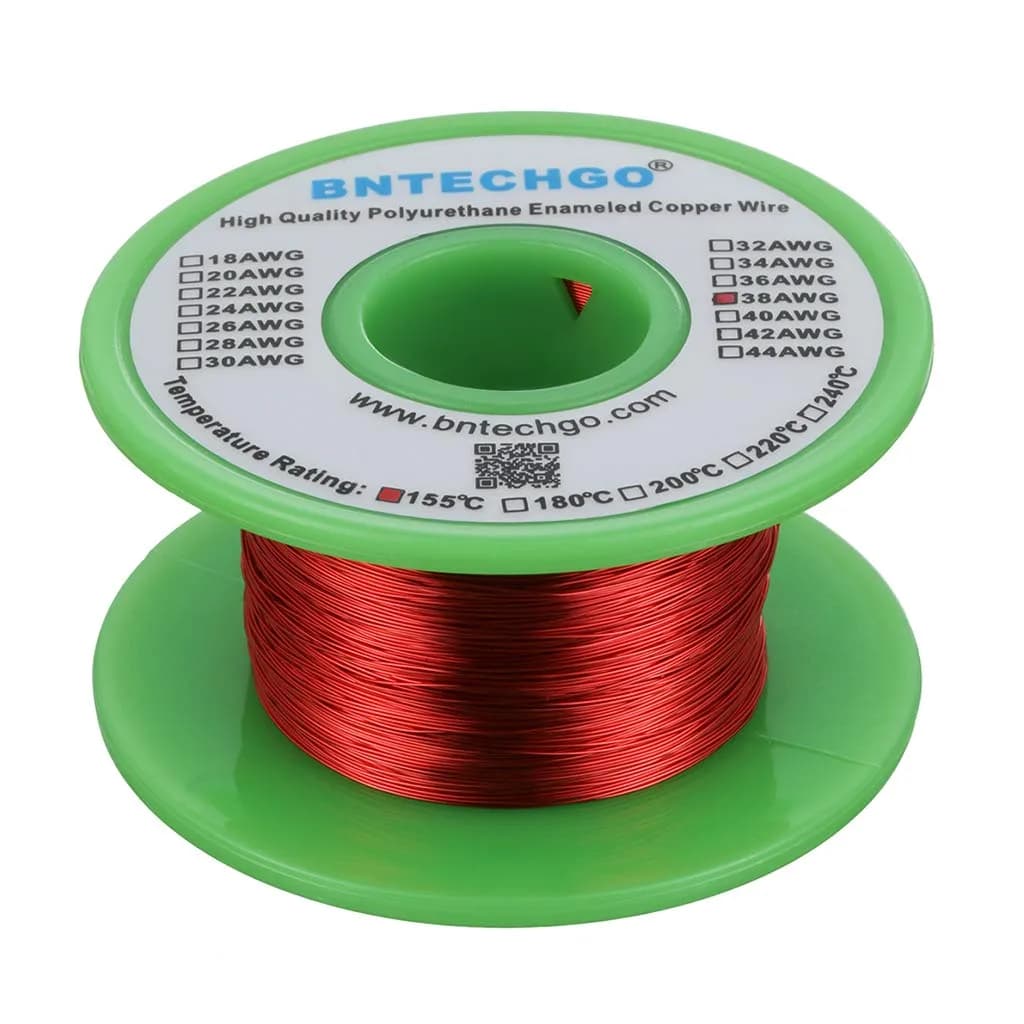BNTECHGO 38 AWG Magnet Wire 4 oz Red Enameled Copper Wire 0.0039" (0.10mm) | High-Quality Copper Coil for DIY & Engineering - main product image