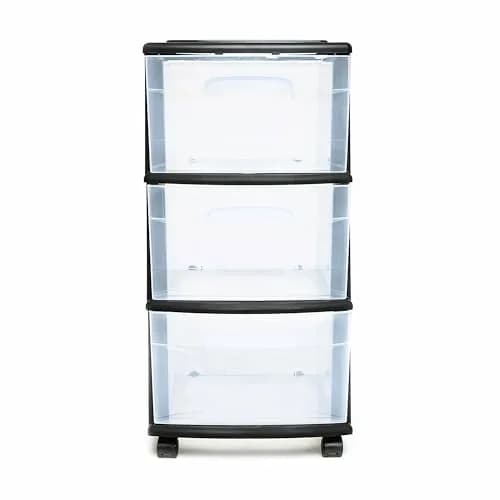 Homz 3 Drawer Plastic Storage Cart Organizer, Clear Drawers, Black Frame | Versatile Home & Office Storage Solution thumbnail 9