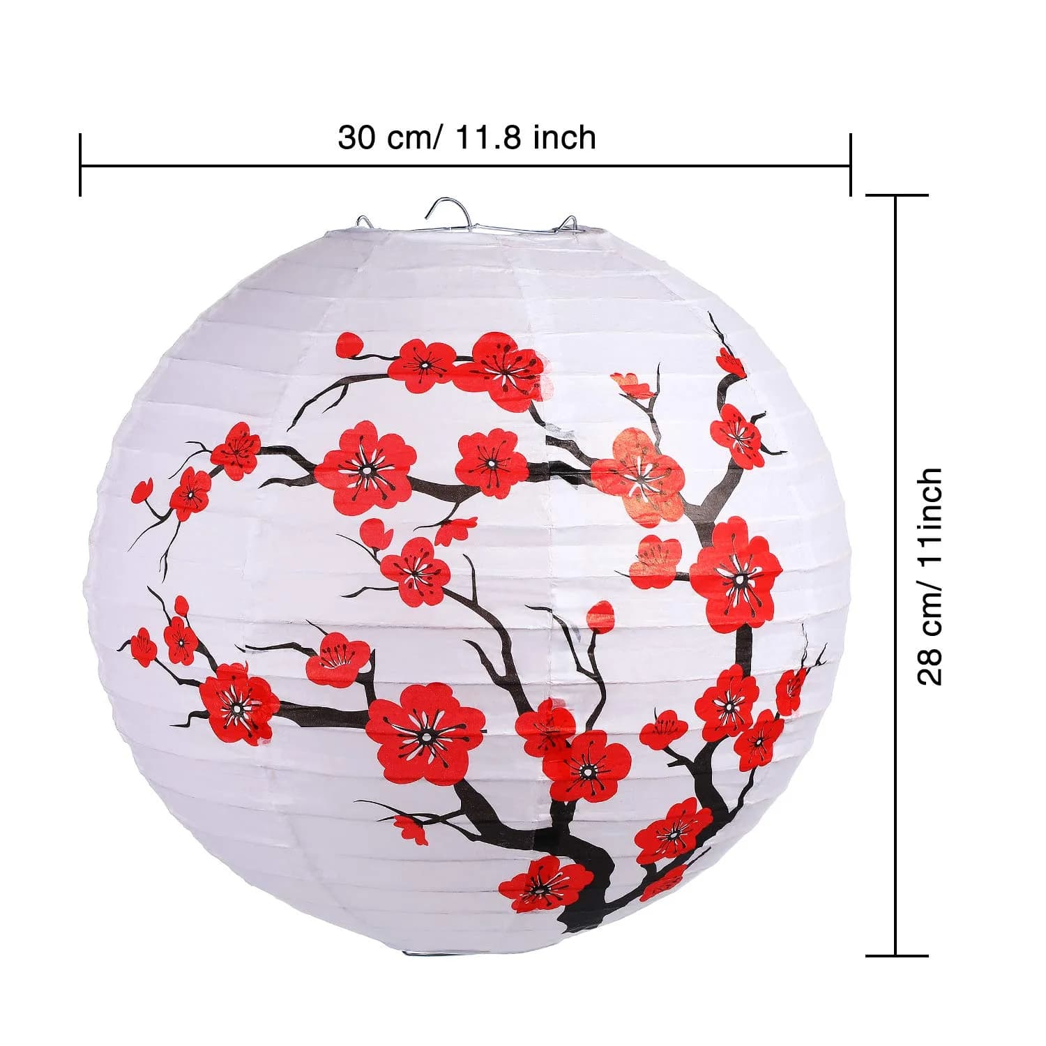 Blulu Red Cherry Blossom Paper Lanterns 30cm (11.8 x 11 Inch) | Pack of 6 Oriental Style - view 2