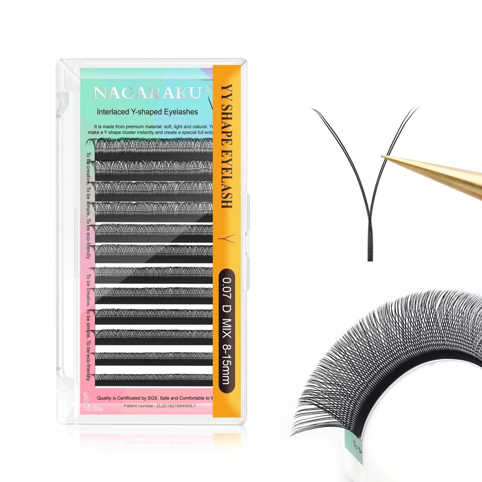 NAGARAKU YY Lash Extensions 0.07 D Curl 8-15mm Mix 4D Premade Fans Faux Mink | Handmade Wispy Volume Lashes for Professional Use — 0.07 D-YY