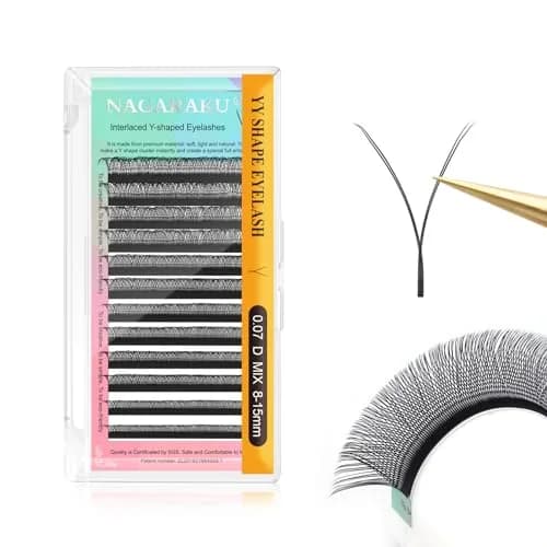 NAGARAKU YY Lash Extensions 0.07 D Curl 8-15mm Mix 4D Premade Fans Faux Mink | Handmade Wispy Volume Lashes for Professional Use thumbnail 1