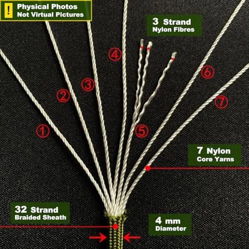 aufodara Paracord Rope 4 Pieces 6Meter | Multifunctional DIY Crafting Cord, 4mm Diameter, High Load Capacity thumbnail 2