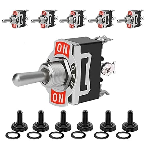MUZHI 12V Toggle Switch 6 Pack | Heavy Duty 15A/20A SPDT Waterproof Rocker Switch for Marine and Industrial Use — Grey