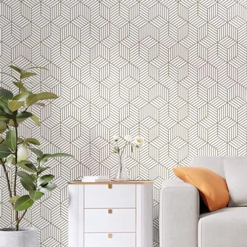 WENMER Geometric Hexagon Wallpaper 45cm x 300cm (17.7" x 118") | Self-Adhesive, Waterproof, Removable Wall Paper Roll thumbnail 6