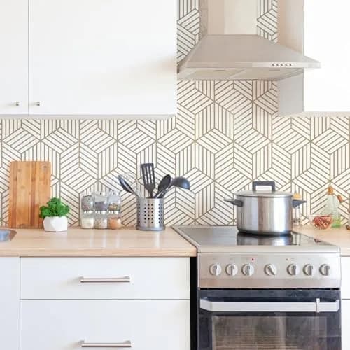WENMER Geometric Hexagon Wallpaper 45cm x 300cm (17.7" x 118") | Self-Adhesive, Waterproof, Removable Wall Paper Roll thumbnail 8