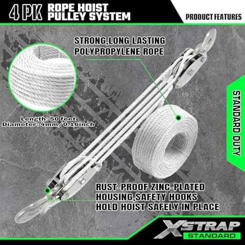 XSTRAP STANDARD Heavy-Duty Rope Hoist 15.24 m (50 ft) | 453 kg (1000 LB) Load Capacity thumbnail 7