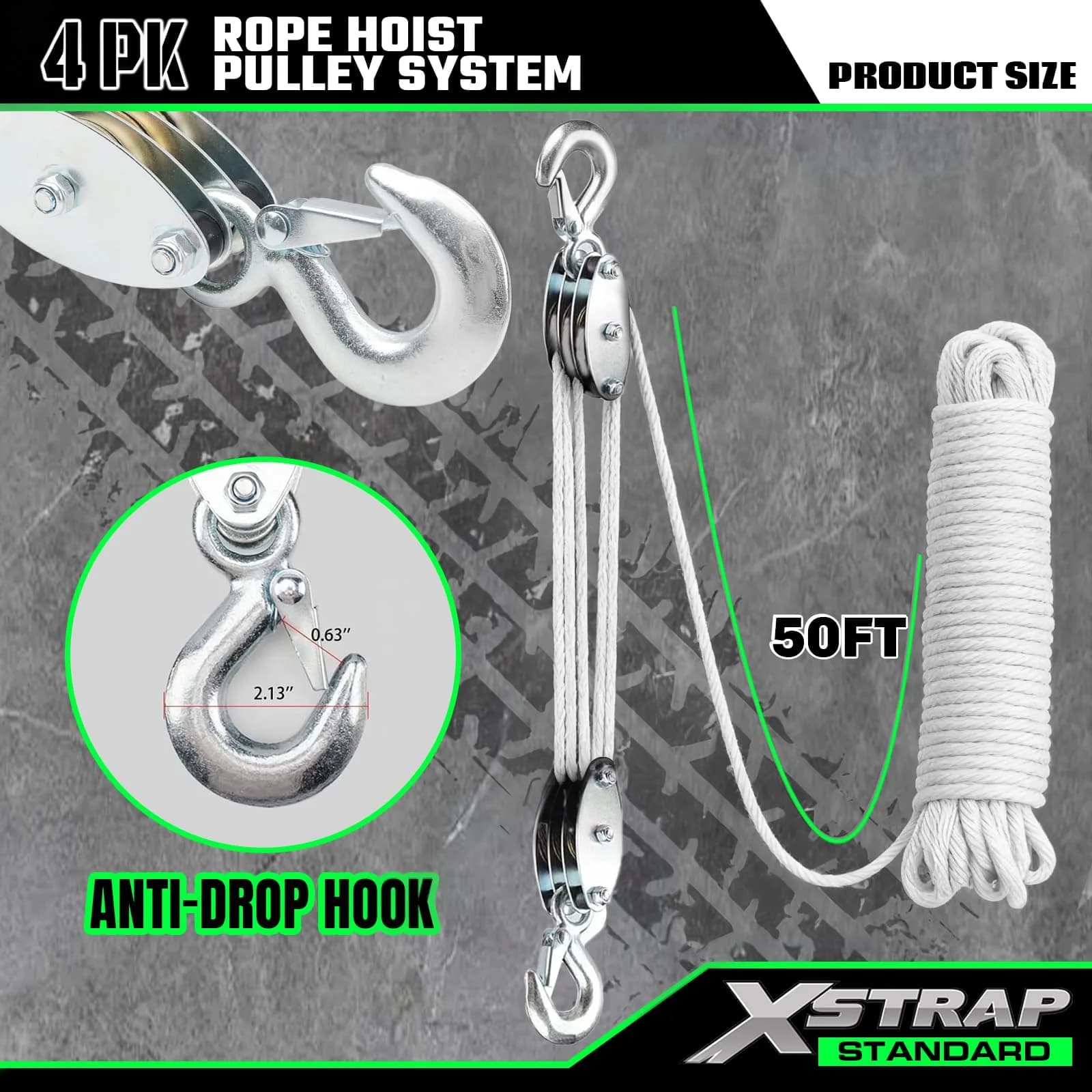 XSTRAP STANDARD Heavy-Duty Rope Hoist 15.24 m (50 ft) | 453 kg (1000 LB) Load Capacity - view 4