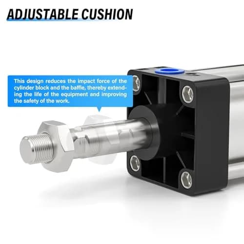 TAILONZ Pneumatic Air Cylinder 63mm Bore 50mm Stroke Double Action Aluminum (4" stroke, 63mm bore) | Corrosion & Impact Resistant thumbnail 5