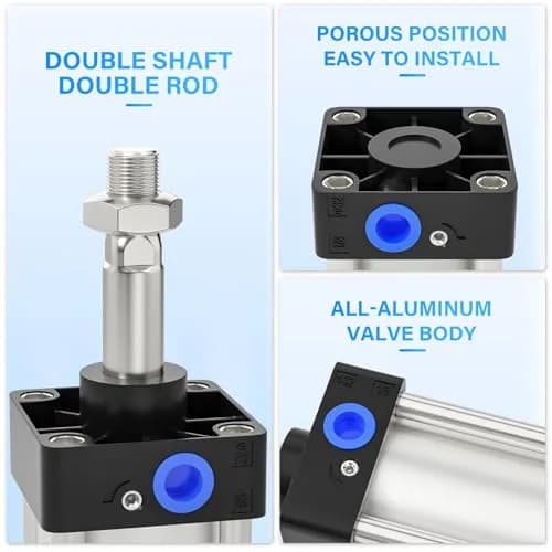 TAILONZ Pneumatic Air Cylinder 63mm Bore 50mm Stroke Double Action Aluminum (4" stroke, 63mm bore) | Corrosion & Impact Resistant thumbnail 6