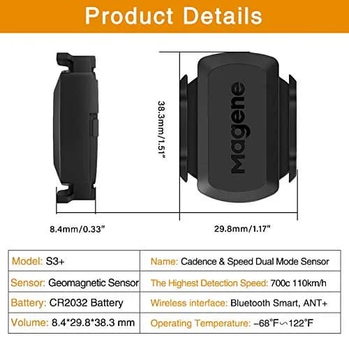 Magene S3+ Speed & Cadence Sensor | Wireless Bluetooth/ANT+ for Cycling Computers & Apps (Black) thumbnail 6