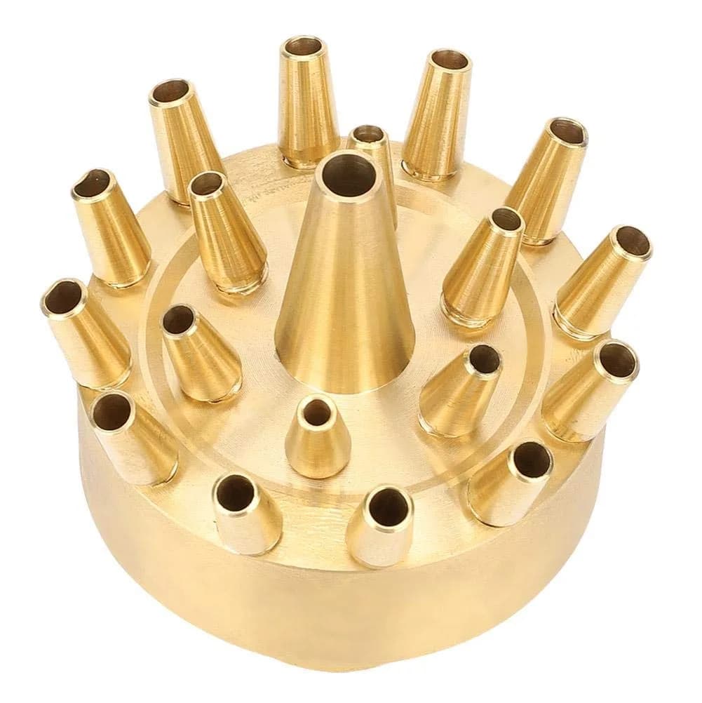 Fdit Copper Fountain Nozzle, 1 Inch Female Thread | Multi Hole Garden Water Fountain Spray Head for Pond Landscape — Copper