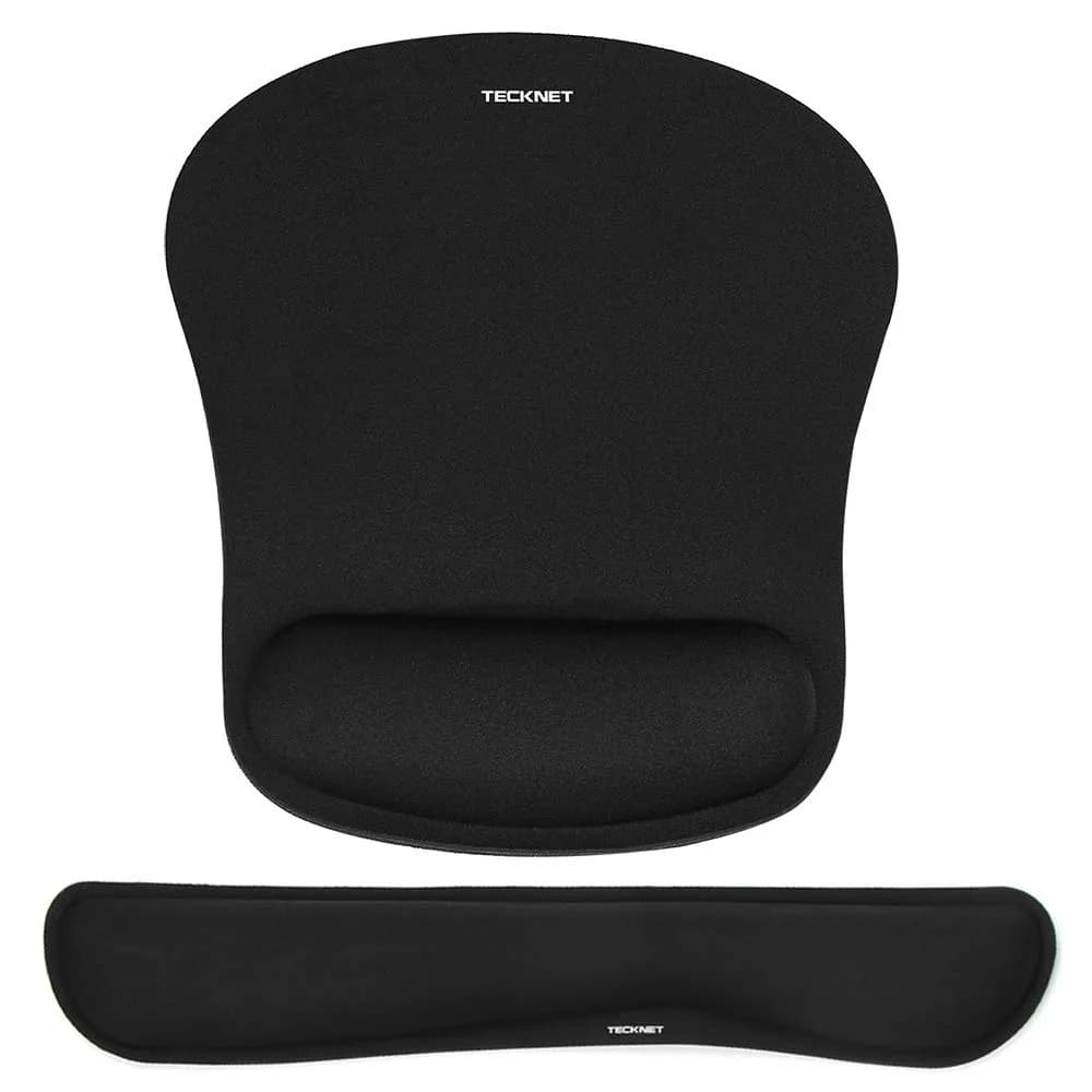 TECKNET Ergonomic Mouse Pad and Keyboard Wrist Rest Set with Wrist Support, Black | Memory Foam Cushion for Pain Relief