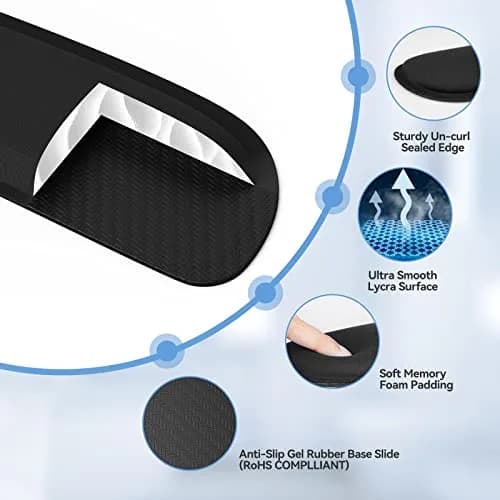 TECKNET Ergonomic Mouse Pad and Keyboard Wrist Rest Set with Wrist Support, Black | Memory Foam Cushion for Pain Relief thumbnail 4