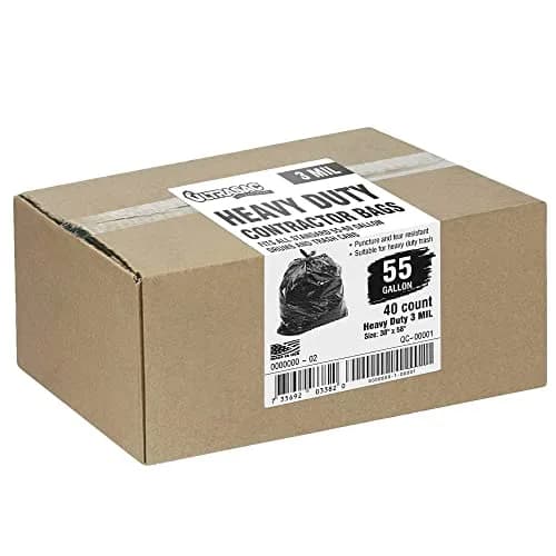 Ultrasac Heavy Duty 55 Gallon Contractor Bags | 40 Count, 3 MIL, Black, 38" x 58" thumbnail 6