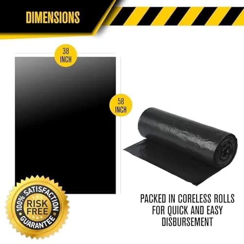 Ultrasac Heavy Duty 55 Gallon Contractor Bags | 40 Count, 3 MIL, Black, 38" x 58" thumbnail 3