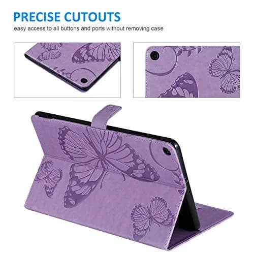 Dteck Purple Embossed Butterfly Leather Folio Stand Cover Case for Samsung Galaxy Tab A 10.1 2019 | Card Slots Wallet thumbnail 5