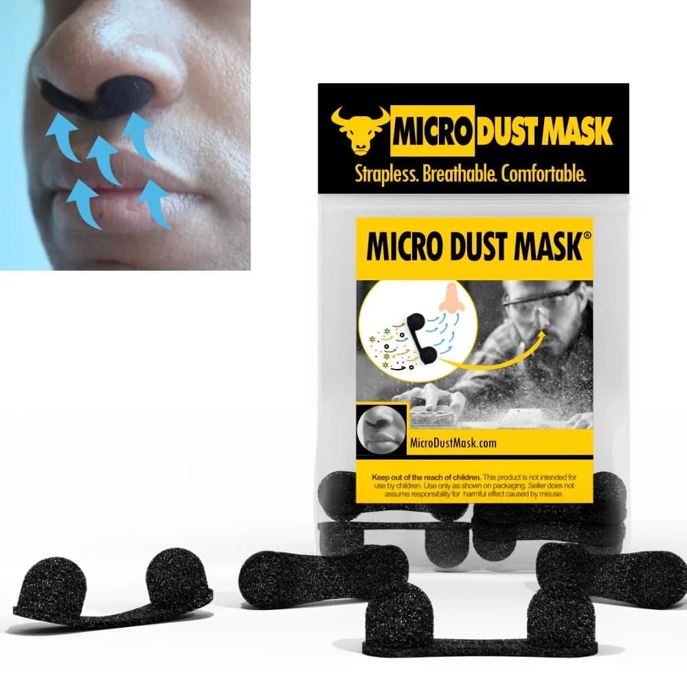 MICRO DUST MASK Black 10 Pack Respirator | Non-NIOSH Approved Nasal Filter for Minor Dust