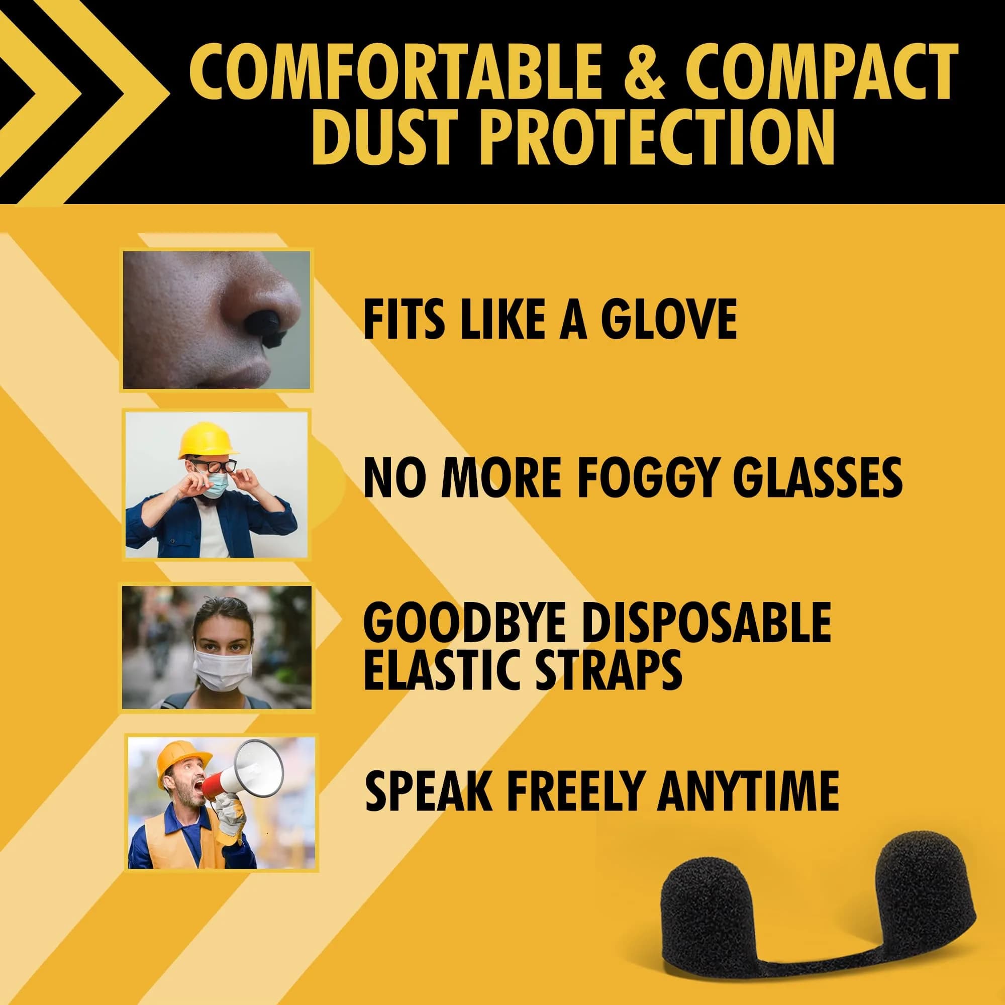 MICRO DUST MASK Black 10 Pack Respirator | Non-NIOSH Approved Nasal Filter for Minor Dust - view 2