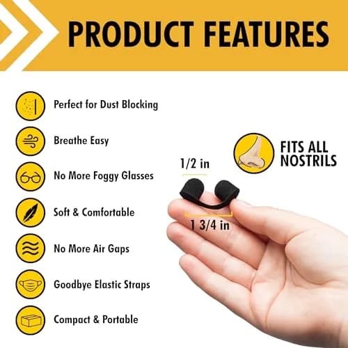 MICRO DUST MASK Black 10 Pack Respirator | Non-NIOSH Approved Nasal Filter for Minor Dust thumbnail 3