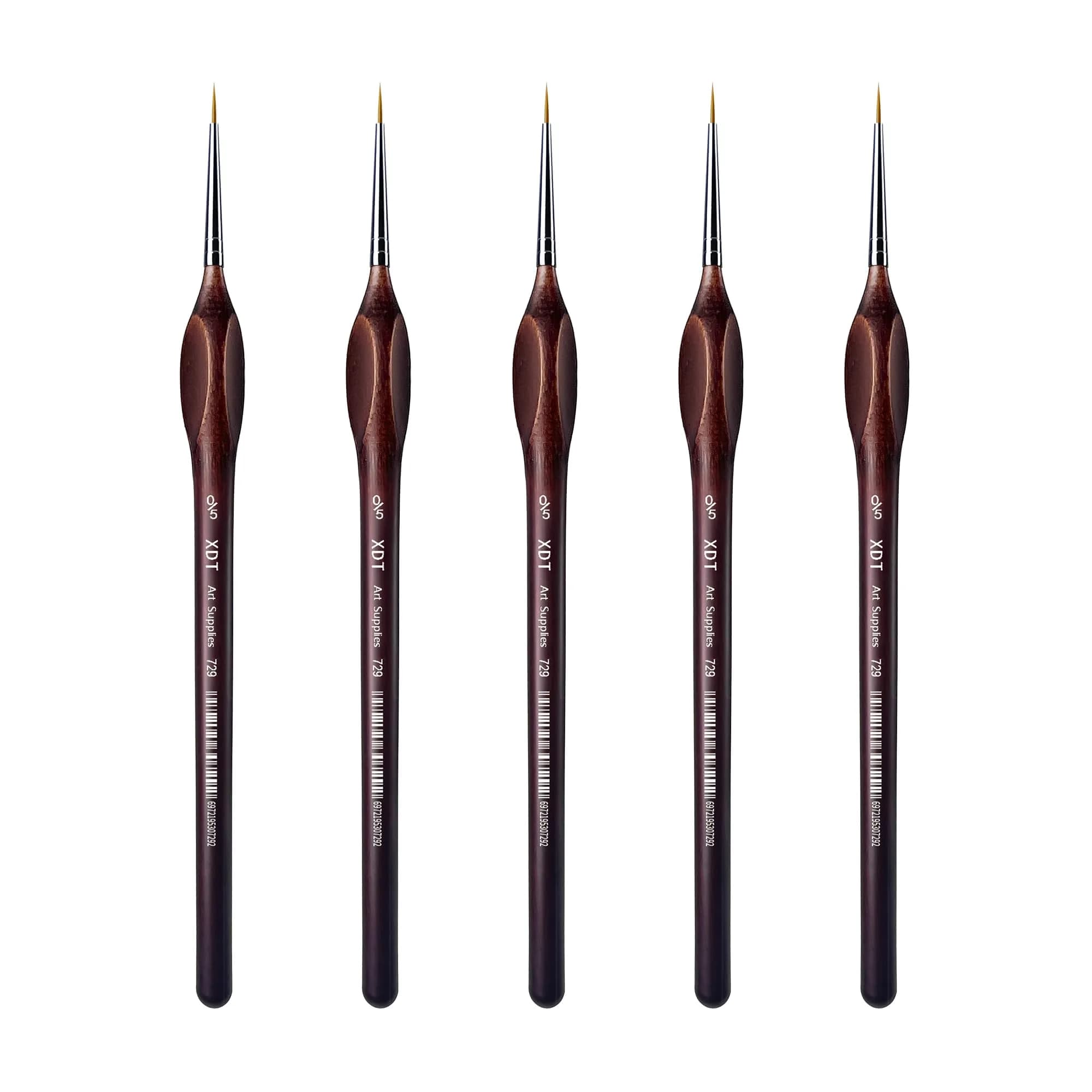 XDT Art Supplies Micro Detail Paint Brush Set 5 Piece #00000 | Fine Detailing for Acrylic, Watercolor & Oil — 5Pc Pack #5/0