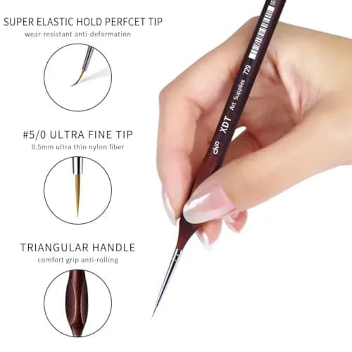 XDT Art Supplies Micro Detail Paint Brush Set 5 Piece #00000 | Fine Detailing for Acrylic, Watercolor & Oil thumbnail 4