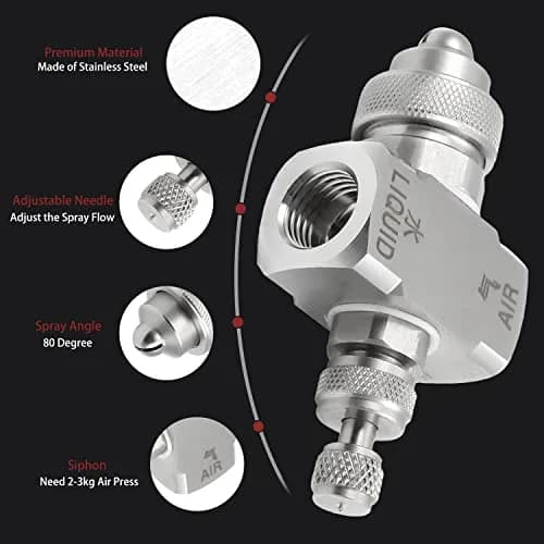MroMax 1/4BSPT Female Thread Air Atomizing Nozzle 80 Degree Siphon Fan-Shape Spray Tip | Stainless Steel thumbnail 5