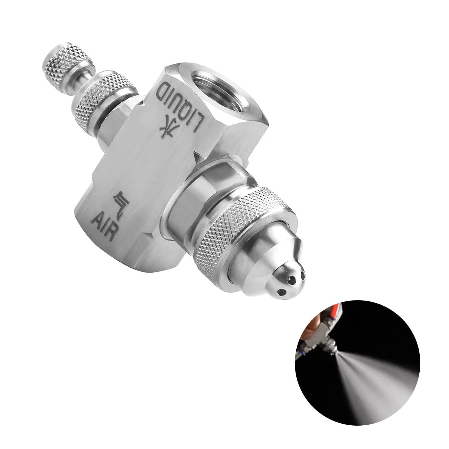 MroMax 1/4" BSP Female Thread Air Atomizing Mist Nozzle 70 Degree Round Spray | Stainless Steel - main product image