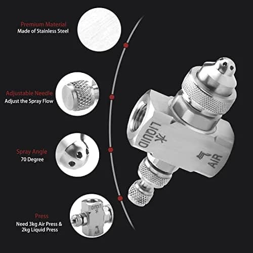 MroMax 1/4" BSP Female Thread Air Atomizing Mist Nozzle 70 Degree Round Spray | Stainless Steel thumbnail 5