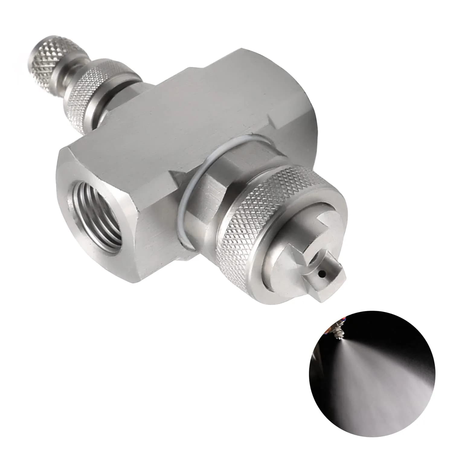 MroMax 1/4BSP 80 Degree Mix Type Tip Air Atomizing Mist Nozzle, 304 Stainless Steel - main product image
