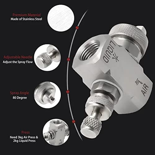 MroMax 1/4" BSPT Female Thread Air Atomizing Nozzle 80 Degree Mix Type Spray Tip Nozzles | Stainless Steel Misting Nozzle thumbnail 5
