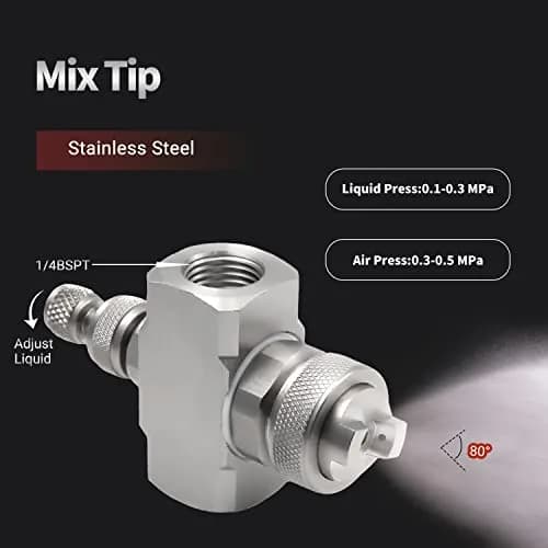 MroMax 1/4" BSPT Female Thread Air Atomizing Nozzle 80 Degree Mix Type Spray Tip Nozzles | Stainless Steel Misting Nozzle thumbnail 3