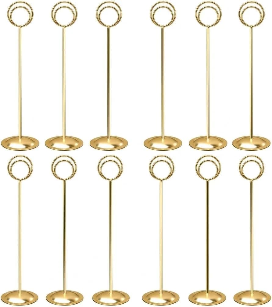 HOHIYA Gold Table Number Holders 12-Inch Height (12 Pack) | Elegant Metal Stands for Events - main product image