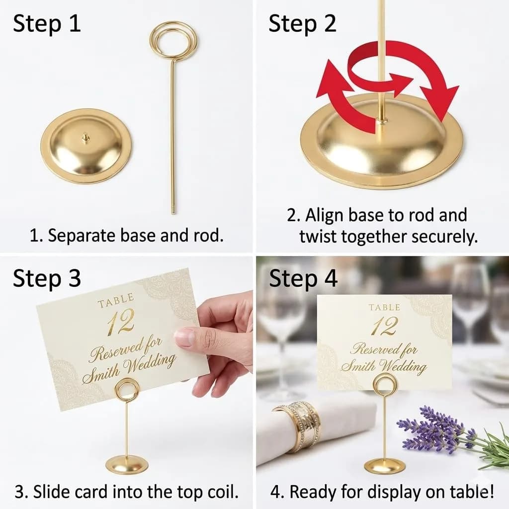 HOHIYA Gold Table Number Holders 12-Inch Height (12 Pack) | Elegant Metal Stands for Events - view 6