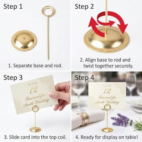 HOHIYA Gold Table Number Holders 12-Inch Height (12 Pack) | Elegant Metal Stands for Events thumbnail 6