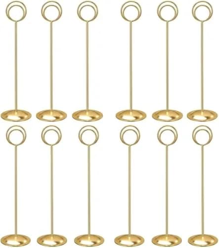 HOHIYA Gold Table Number Holders 12-Inch Height (12 Pack) | Elegant Metal Stands for Events thumbnail 1