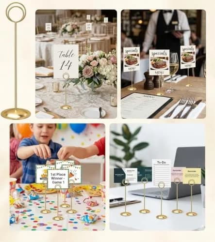 HOHIYA Gold Table Number Holders 12-Inch Height (12 Pack) | Elegant Metal Stands for Events thumbnail 7
