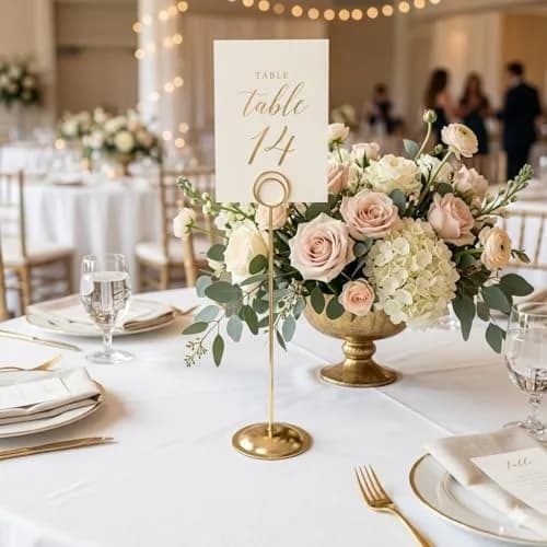 HOHIYA Gold Table Number Holders 12-Inch Height (12 Pack) | Elegant Metal Stands for Events thumbnail 2
