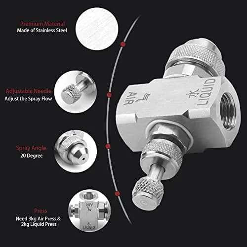 MroMax Air Atomizing Nozzle 1/4 BSPT Female Thread 30 Degree Solid Cone | Precision Misting Spray Tip thumbnail 5