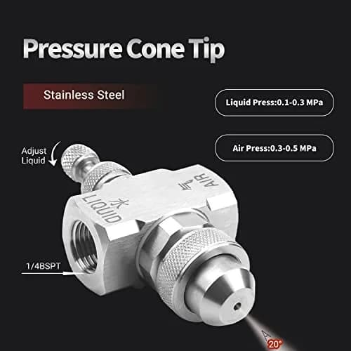 MroMax Air Atomizing Nozzle 1/4 BSPT Female Thread 30 Degree Solid Cone | Precision Misting Spray Tip thumbnail 3